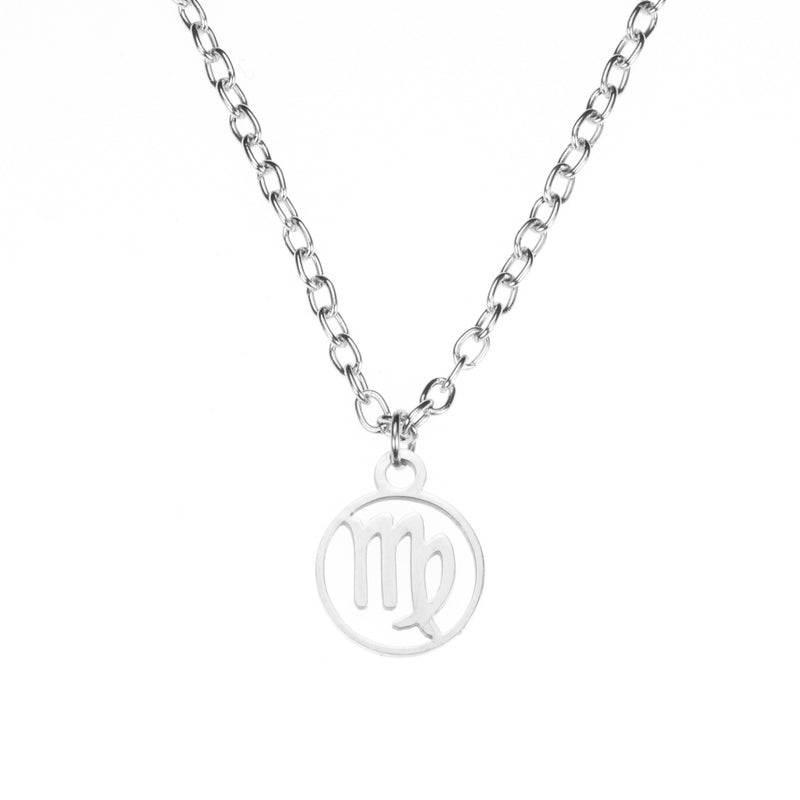 Charming Zodiac Virgo Minimalist Solid White Gold Pendant By Jewelry Lane