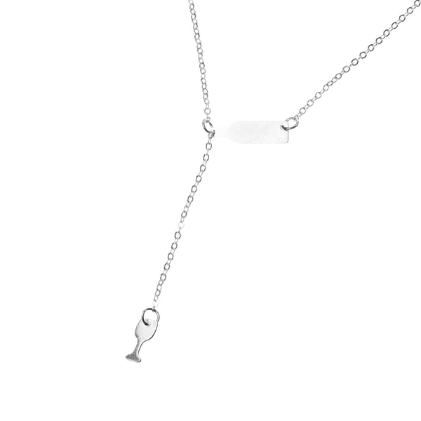 Beautiful Elongated Wine Drop Solid White Gold Necklace By Jewelry Lane