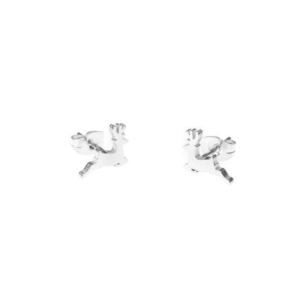Beautiful designer reindeer Style Solid White Gold Stud Earrings By Jewelry Lane