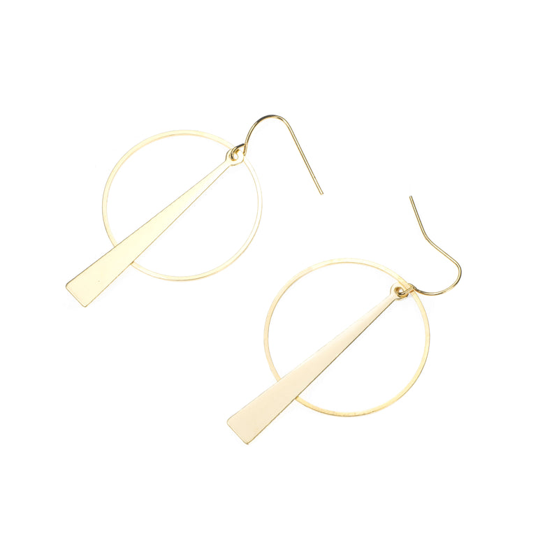 Beautiful Modern Simple Bar Hoop Solid Gold Earrings By Jewelry Lane