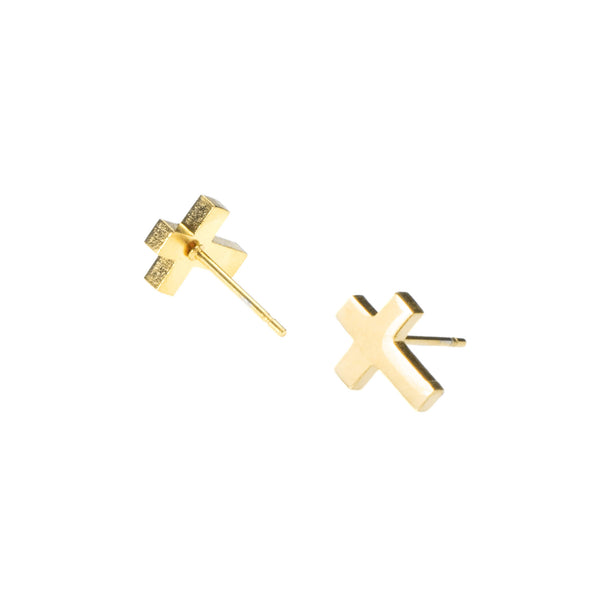 Beautiful Elegant Cross Solid Gold Stud Earrings By Jewelry Lane