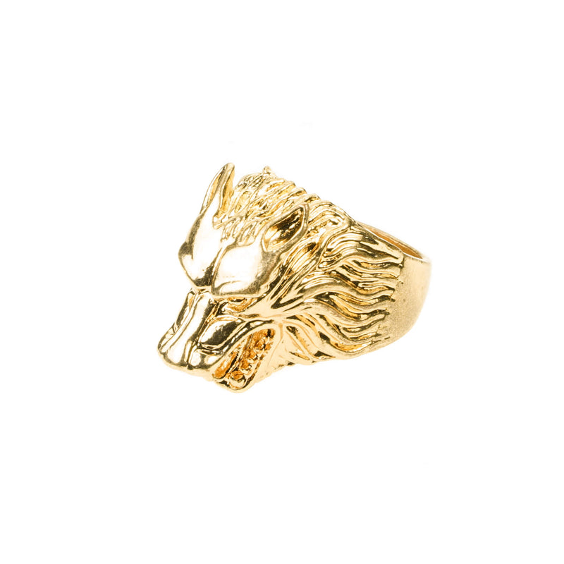 Modern Unique Wolf Design Solid Gold Ring By Jewelry Lane