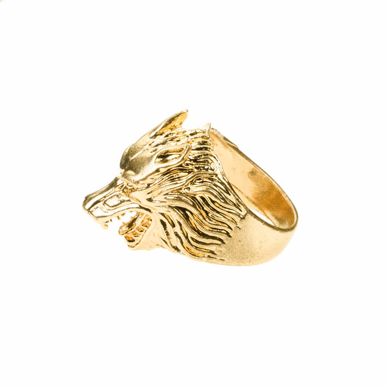 Modern Unique Wolf Design Solid Gold Ring By Jewelry Lane