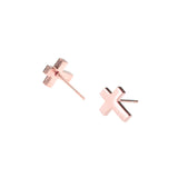 Beautiful Elegant Cross Solid Rose Gold Stud Earrings By Jewelry Lane