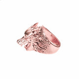 Modern Unique Wolf Design Solid Rose Gold Ring By Jewelry Lane