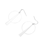 Beautiful Modern Simple Bar Hoop Solid White Gold Earrings By Jewelry Lane
