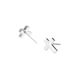 Beautiful Elegant Cross Solid White Gold Stud Earrings By Jewelry Lane