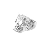 Modern Unique Wolf Design Solid White Gold Ring By Jewelry Lane
