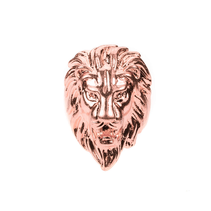 Elegant Royal Lion Face Design Solid Rose Gold Ring By Jewelry Lane