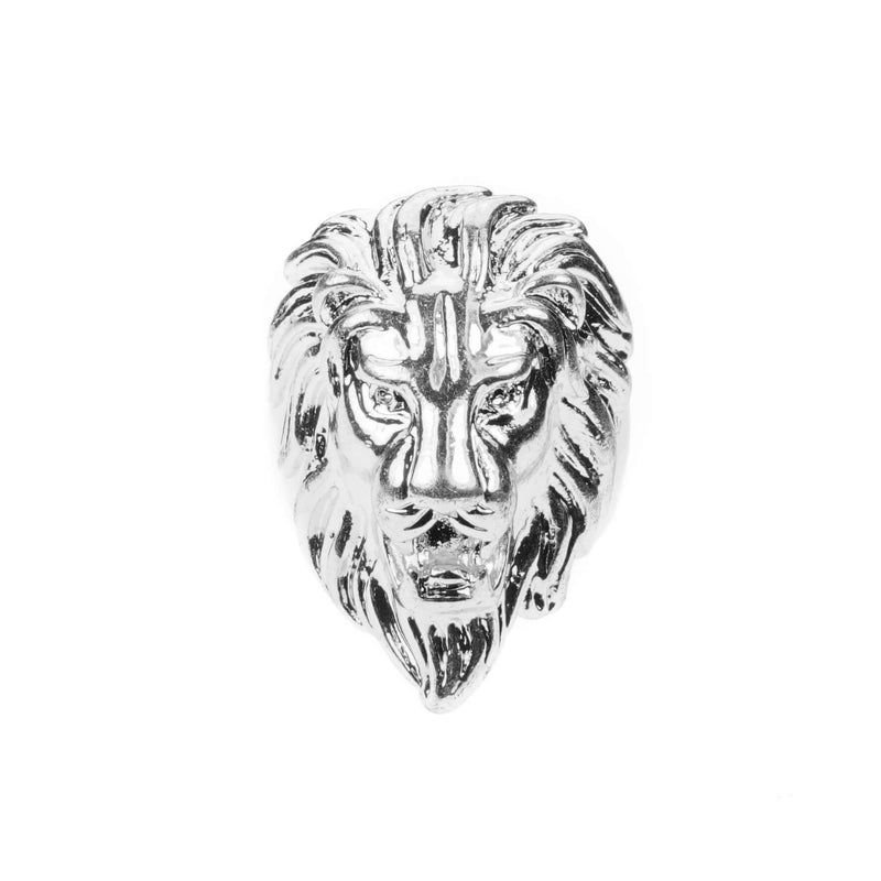 Elegant Royal Lion Face Design Solid White Gold Ring By Jewelry Lane