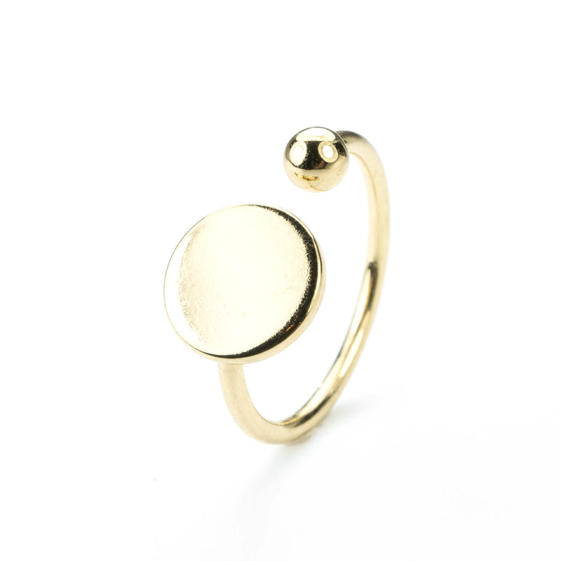 Stylish Unique Circle Disc Stacker Solid Gold Ring By Jewelry Lane