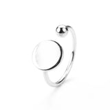 Stylish Unique Circle Disc Stacker Solid White Gold Ring By Jewelry Lane