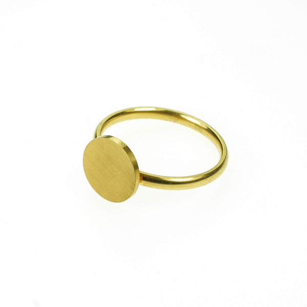 Beautiful Simple Round Flat Top Design Solid Gold Ring By Jewelry Lane