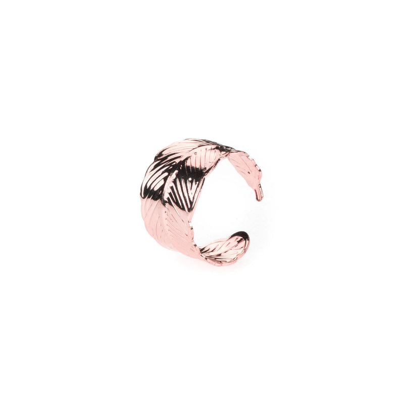 Beautiful Unique Feather Cuff Design Solid Rose Gold Ring By Jewelry Lane