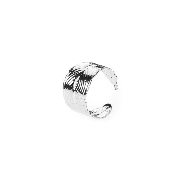 Beautiful Unique Feather Cuff Design Solid White Gold Ring By Jewelry Lane