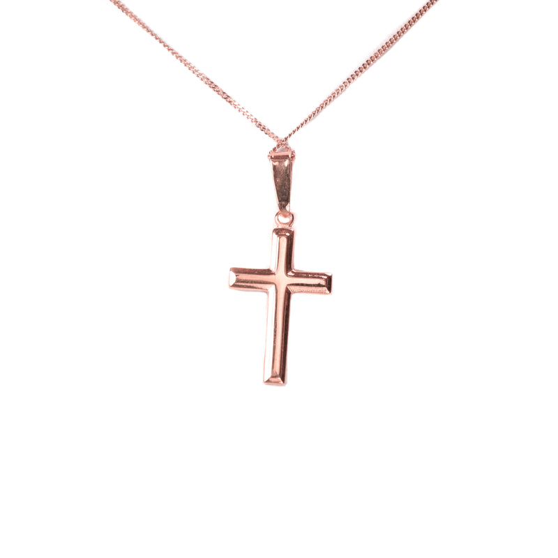 Solid Rose Gold Cross Pendant by Jewelry Lane