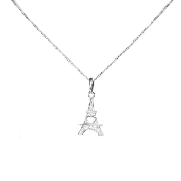 White Gold Eiffel Tower Pendant