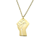 Solid Gold Raised Power Fist Pendant by Jewelry Lane