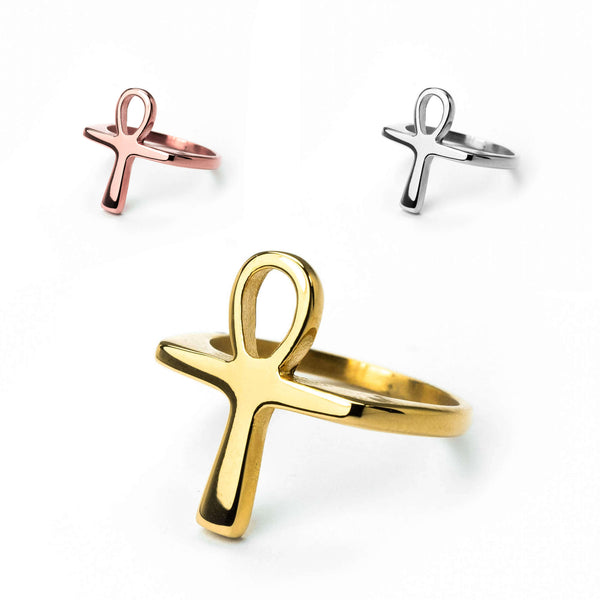 The solid gold Ankh Eternal Life Ring by Jewelry Lane